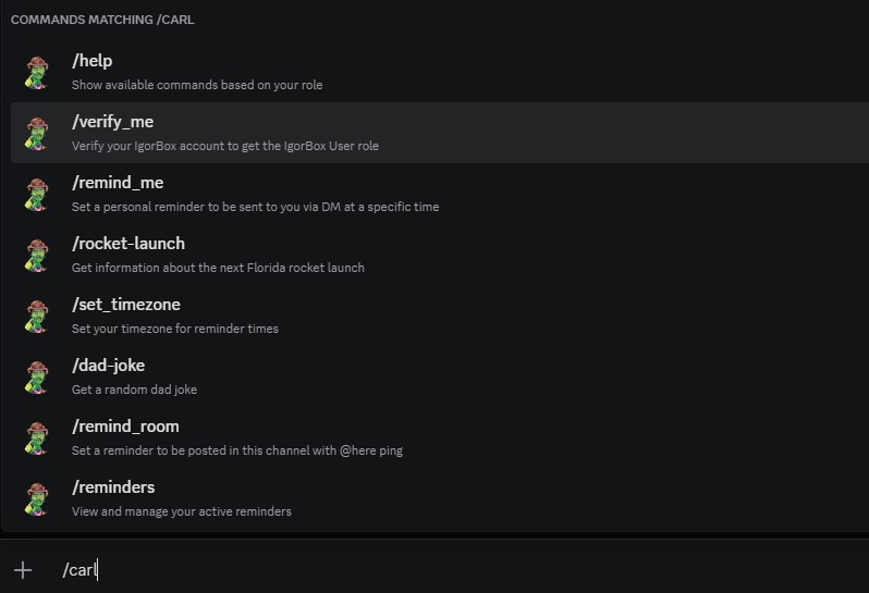 Carl's slash commands